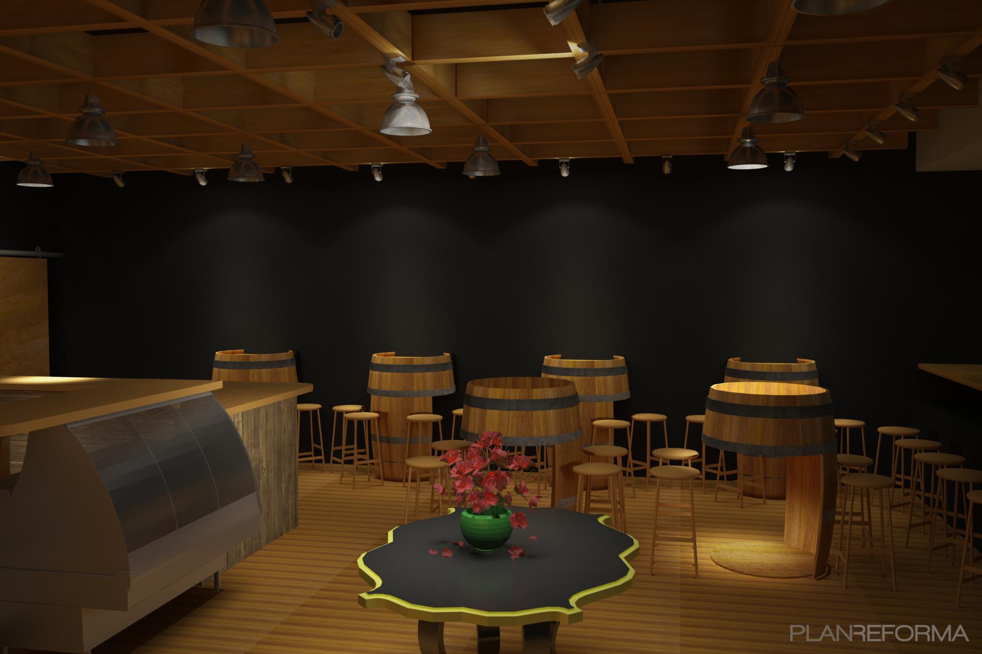 Bar style mediterraneo color marron, marron, beige, negro  diseñado por romaim designers | Interiorista | Copyright soy propietario de la imagen