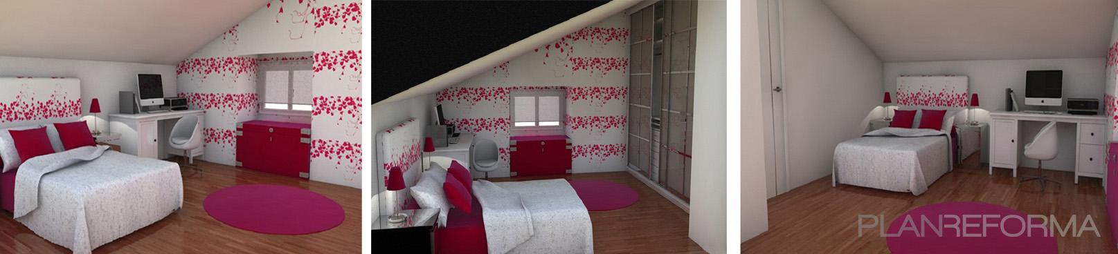 Dormitorio style contemporaneo color rosa, marron, blanco, gris  diseñado por Arantxa Amor | Interiorista | Copyright Infografías de diseño propio