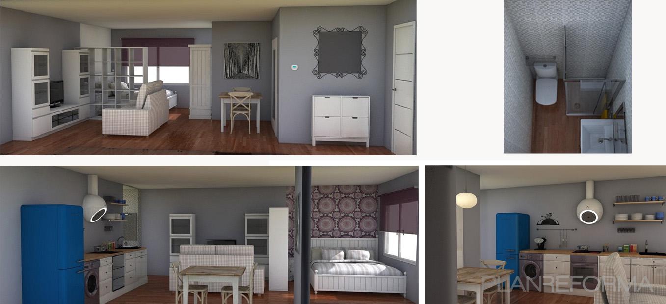 Baño, Dormitorio, Comedor, Cocina style contemporaneo color azul, marron, blanco, gris, gris  diseñado por Arantxa Amor | Interiorista 