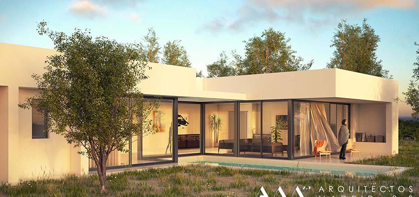 Piscina, Porche, Exterior style moderno color blanco, negro  diseñado por Arquitectos Madrid 2.0 | Arquitecto 