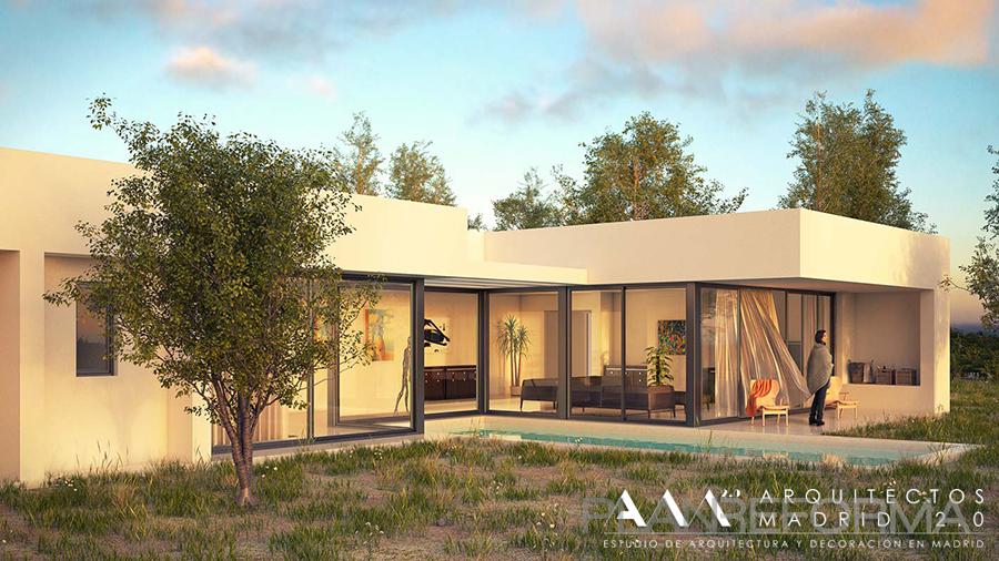 Piscina, Porche, Exterior style moderno color blanco, negro  diseñado por Arquitectos Madrid 2.0 | Arquitecto 