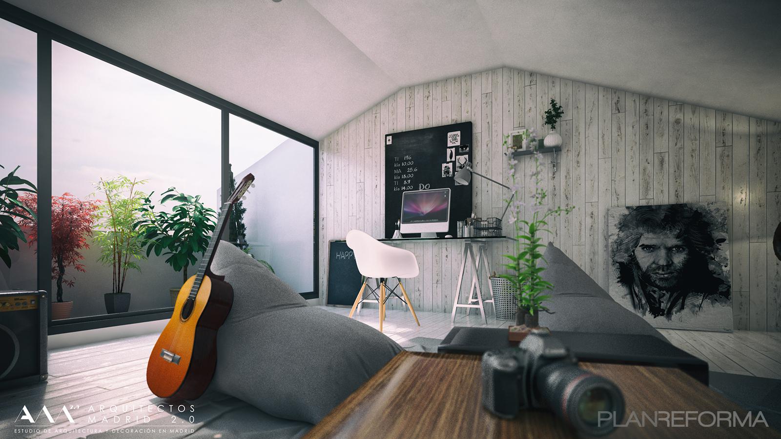 Estudio, Loft style moderno color marron, blanco, gris  diseñado por Arquitectos Madrid 2.0 | Arquitecto 
