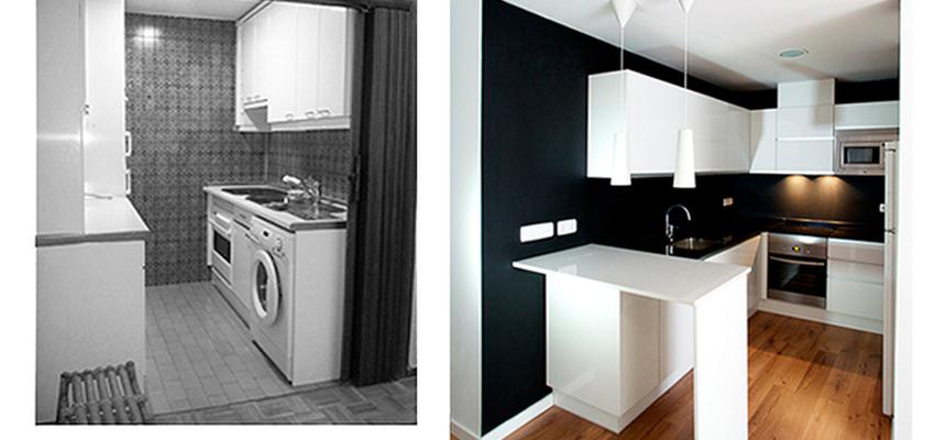 Cocina, Loft style moderno color marron, blanco, negro  diseñado por Arquitectos Madrid 2.0 | Arquitecto 