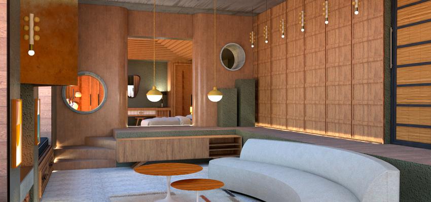 Hotel Estilo moderno Color ocre, verde, marron  diseñado por KVG Studio | Interiorista 