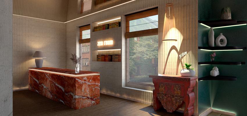 Tienda Estilo oriental Color ocre, verde, marron  diseñado por KVG Studio | Interiorista 