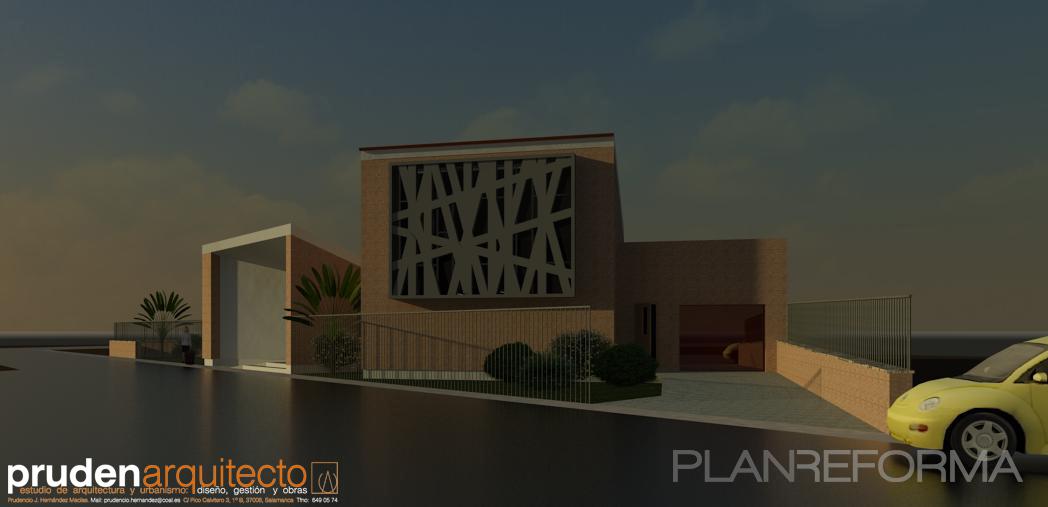 Exterior style vanguardista color marron, marron, gris  diseñado por Prudencio Jose Hernandez Macias | Arquitecto 