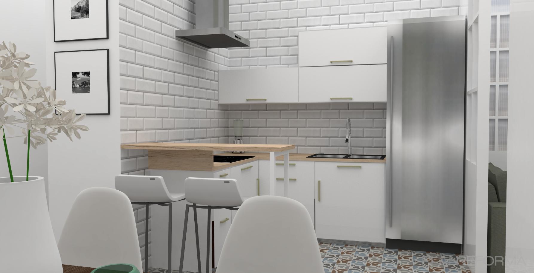 Cocina Estilo moderno Color beige, blanco, gris