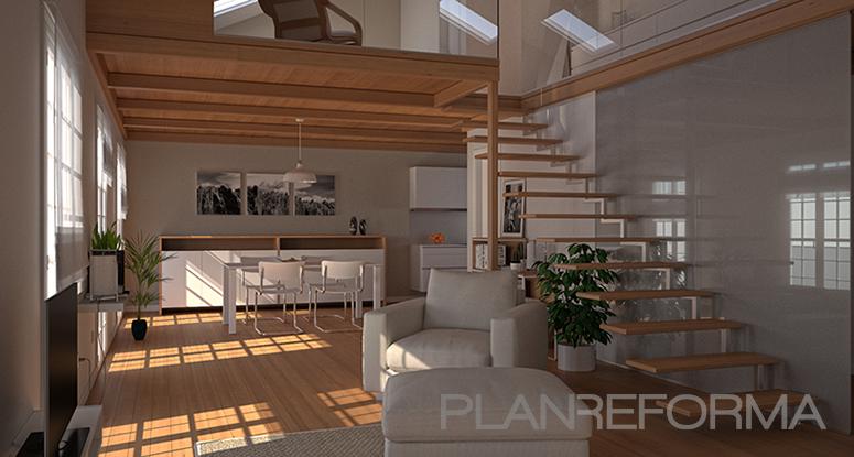 Estudio, Loft style contemporaneo color marron, blanco  diseñado por Eficiencia Energética y Consultoría SL | Arquitecto | Copyright EFICIENCIA ENERGÉTICA Y CONSULTORIA SL
