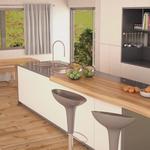 Cocina style moderno color marron, blanco, gris, gris