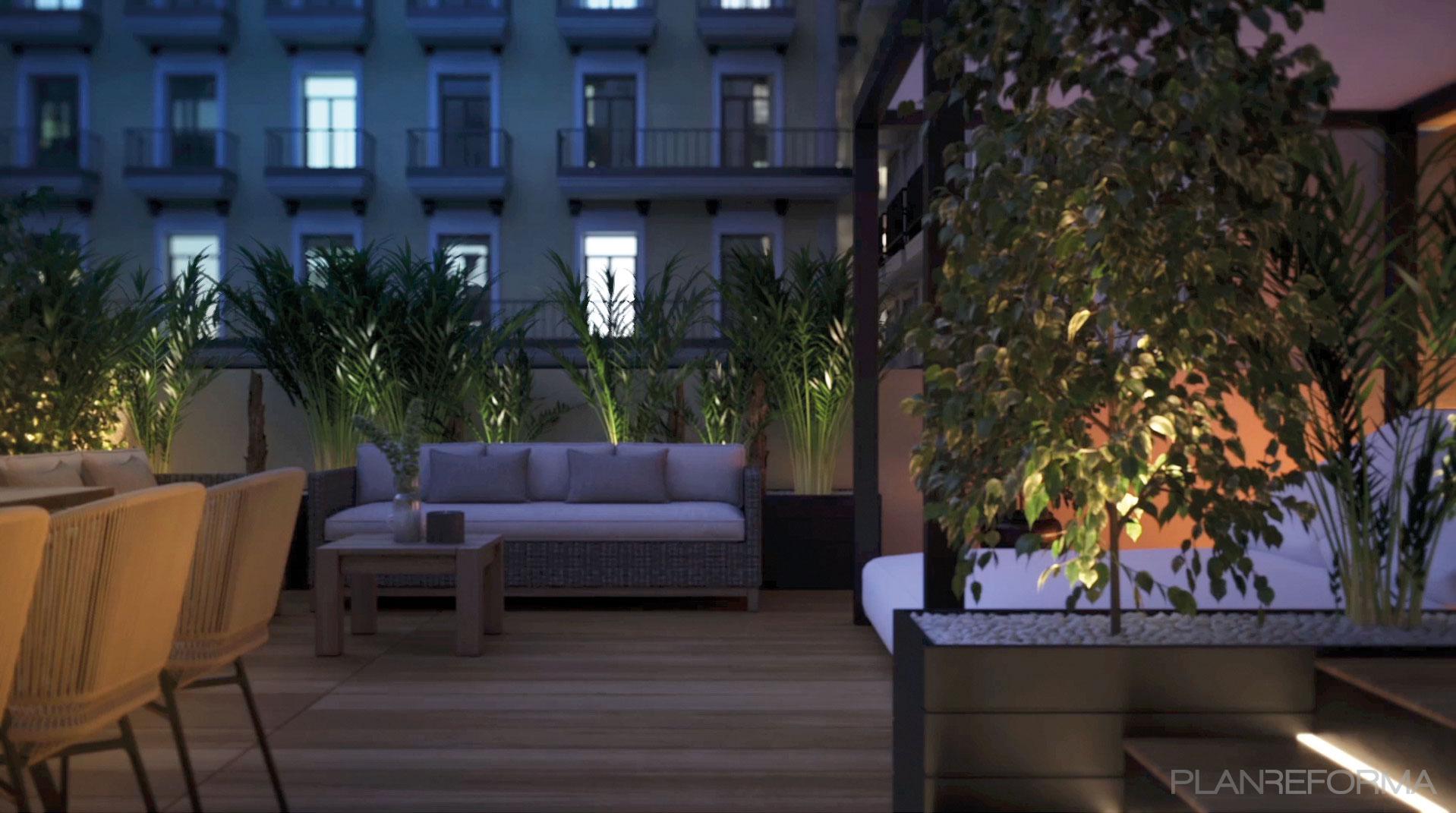 Exterior Estilo moderno Color marron, beige, gris