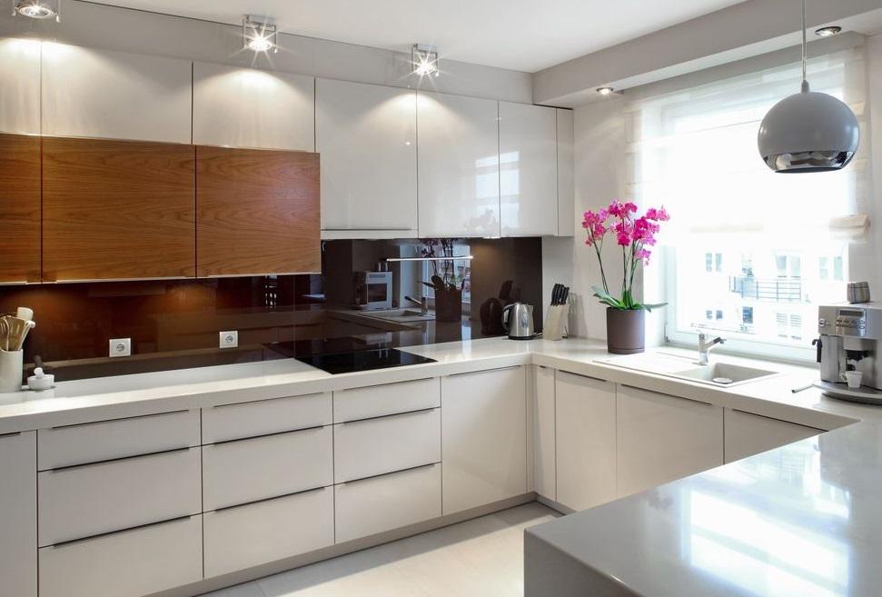 Cocina Estilo moderno Color marron, blanco, plateado