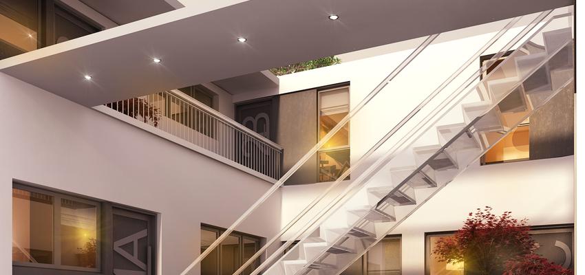 Patio, Exterior style contemporaneo color ocre, blanco, gris  diseñado por Goko | Arquitecto 