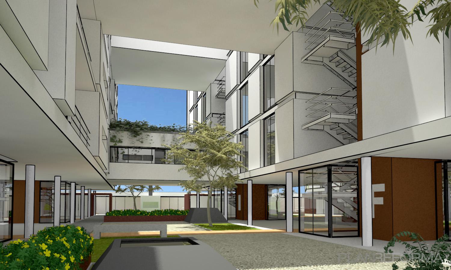 Patio, Porche, Exterior style contemporaneo color marron, blanco, gris  diseñado por Goko | Arquitecto | Copyright Bettina Koroluk - Claudio Gonzalez