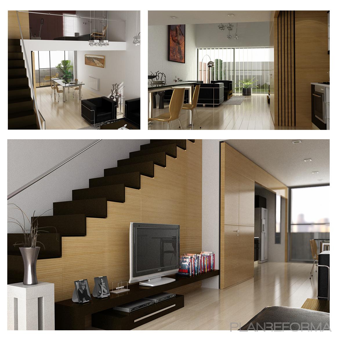Comedor, Salon, Escalera style moderno color beige, marron, blanco  diseñado por Goko | Arquitecto | Copyright Bettina Koroluk - Claudio Gonzalez