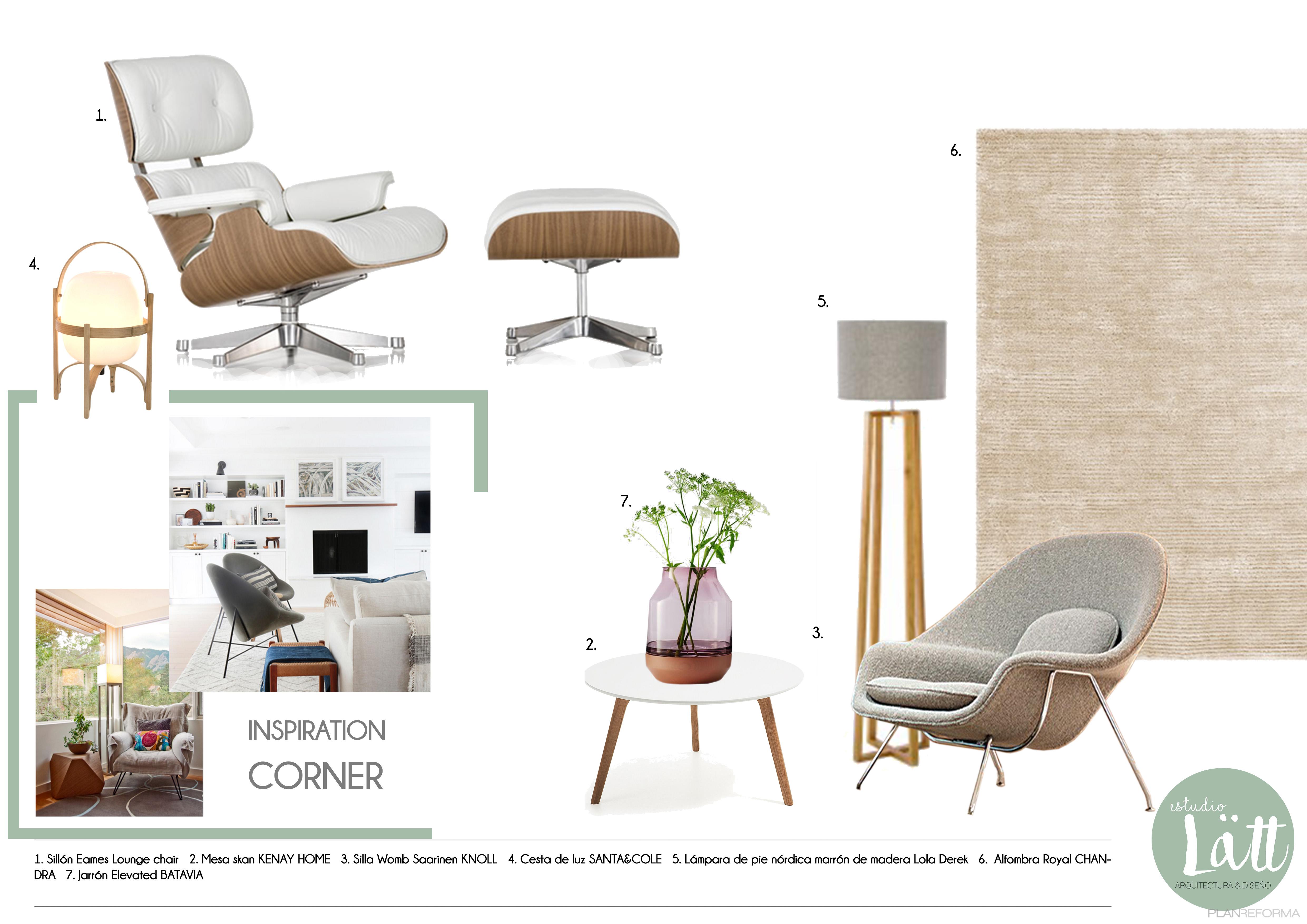 Salon Estilo moderno Color marron, blanco, gris  diseñado por María Marcos | Arquitecto | Copyright Estudio Lätt