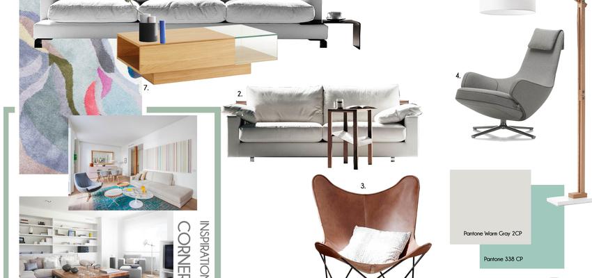 Salon Estilo moderno Color rojo, turquesa, blanco  diseñado por María Marcos | Arquitecto | Copyright Estudio Lätt