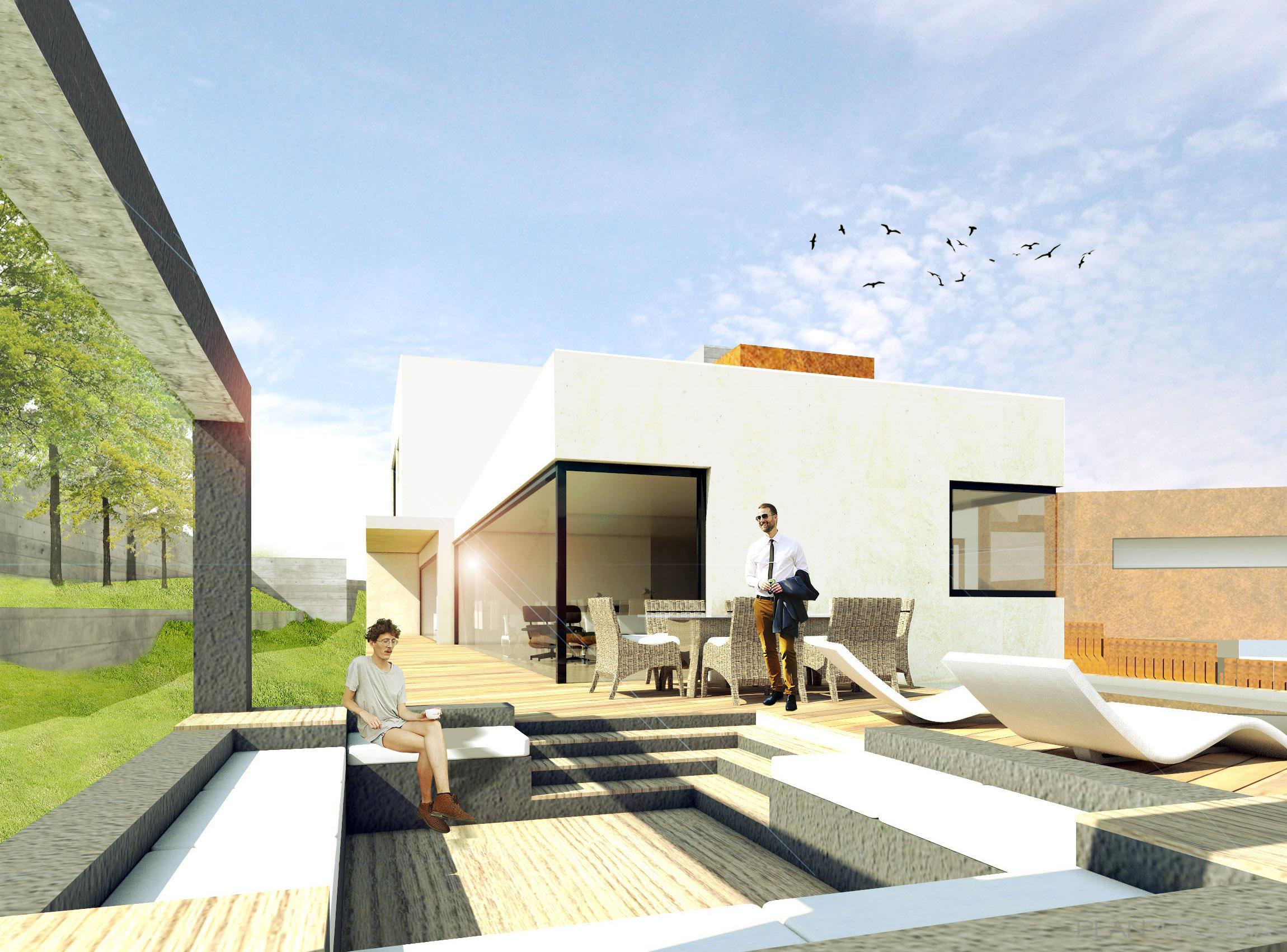 Exterior Estilo moderno Color blanco  diseñado por María Marcos | Arquitecto | Copyright Estudio Lätt