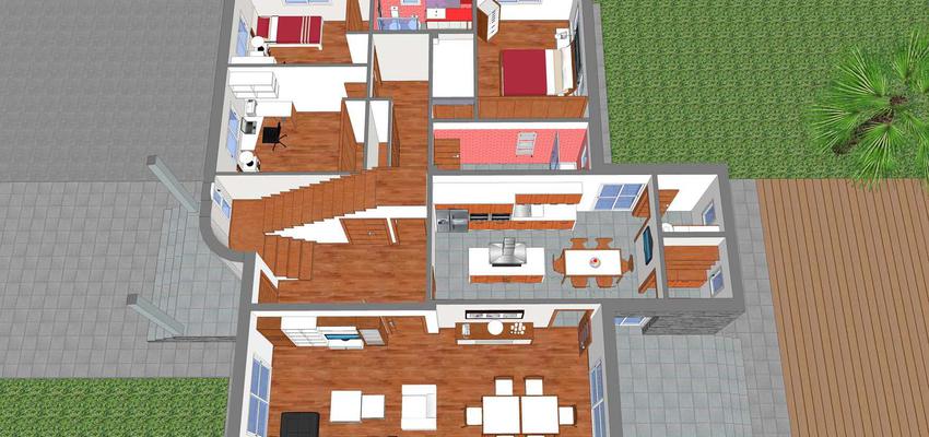 Dormitorio, Cocina, Salon style contemporaneo color marron, gris  diseñado por MIGUEL ANGEL MANCILLA MILLON | Arquitecto 