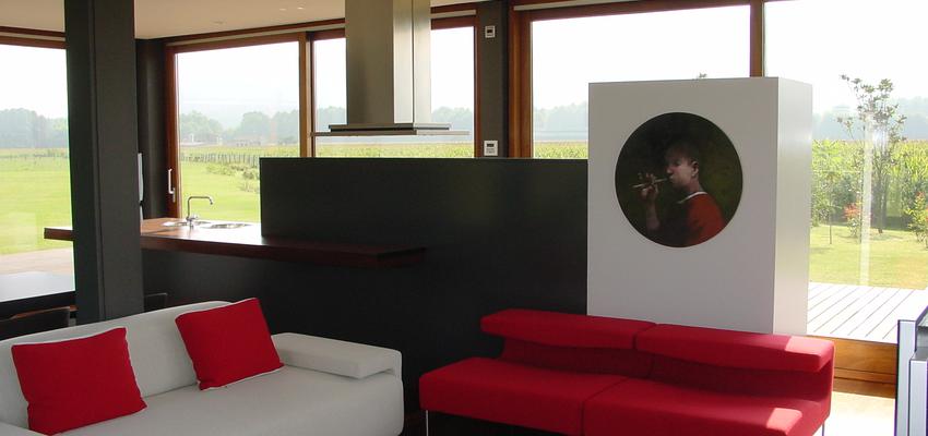 Estudio, Comedor, Cocina style contemporaneo color rojo, marron, blanco, negro  diseñado por MARGA RIBAS | Arquitecto | Copyright arquiteto