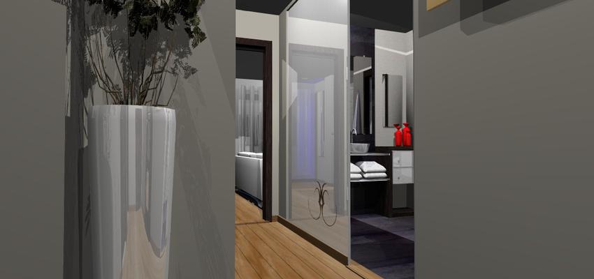 Baño, Pasillo style contemporaneo color marron, gris, gris  diseñado por Roberto García | Interiorista 