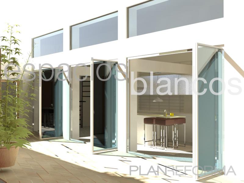Cocina, Exterior Estilo mediterraneo Color blanco  diseñado por EBStudio | Arquitecto | Copyright Proyecto reforma casa patio