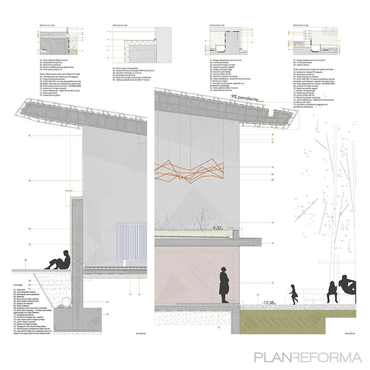 Sala de conferencias Estilo moderno Color ocre, gris  diseñado por Fundamenta Arquitectura | Arquitecto | Copyright (c) Fundamenta Arquitectura | J.M.G. 97, S.L.
