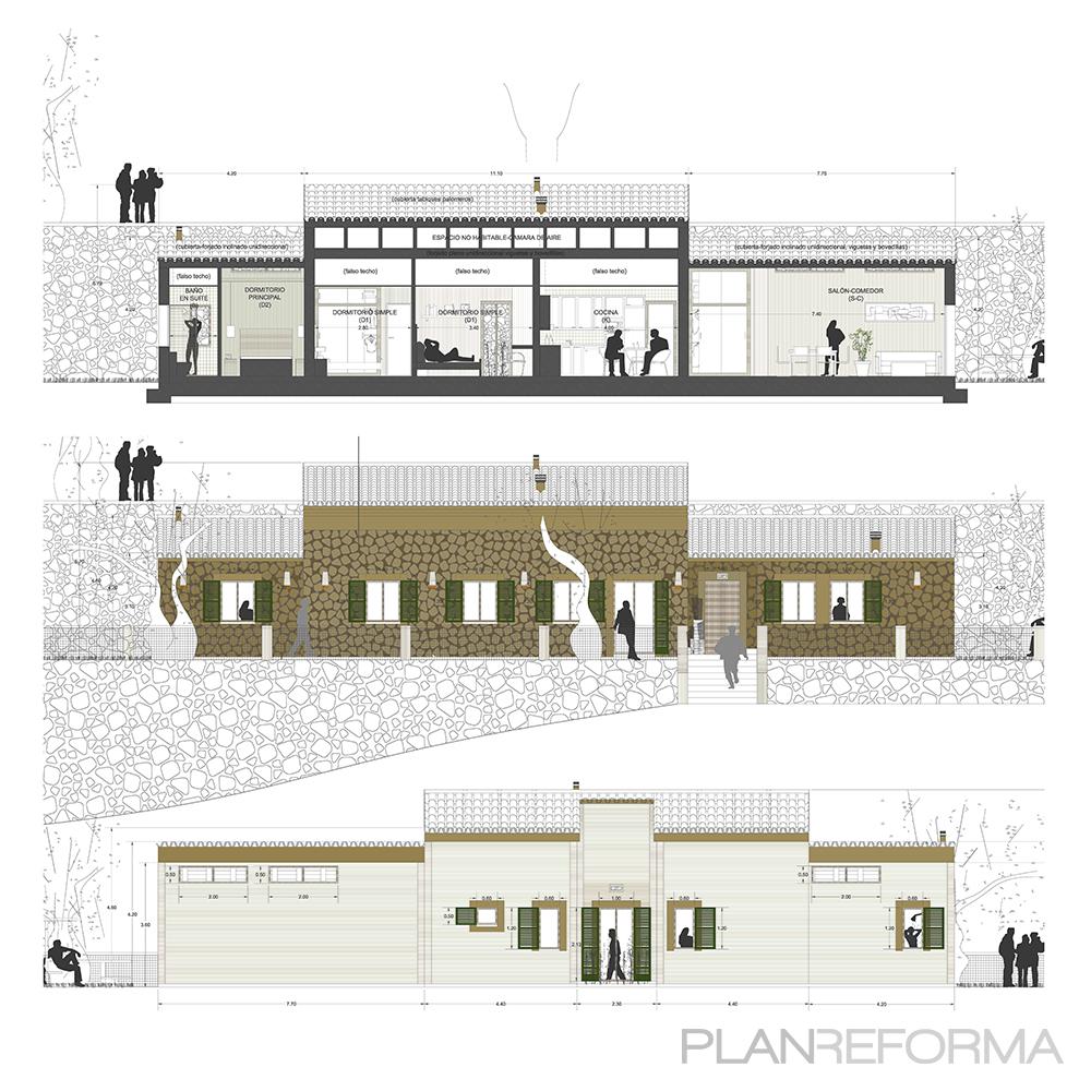 Dormitorio, Salon, Exterior Estilo rustico Color marron, gris  diseñado por Fundamenta Arquitectura | Arquitecto | Copyright (c) Fundamenta Arquitectura | J.M.G. 97, S.L.