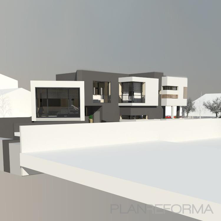 Exterior Estilo moderno Color blanco, gris  diseñado por Fundamenta Arquitectura | Arquitecto | Copyright (c) Fundamenta Arquitectura | J.M.G. 97, S.L.