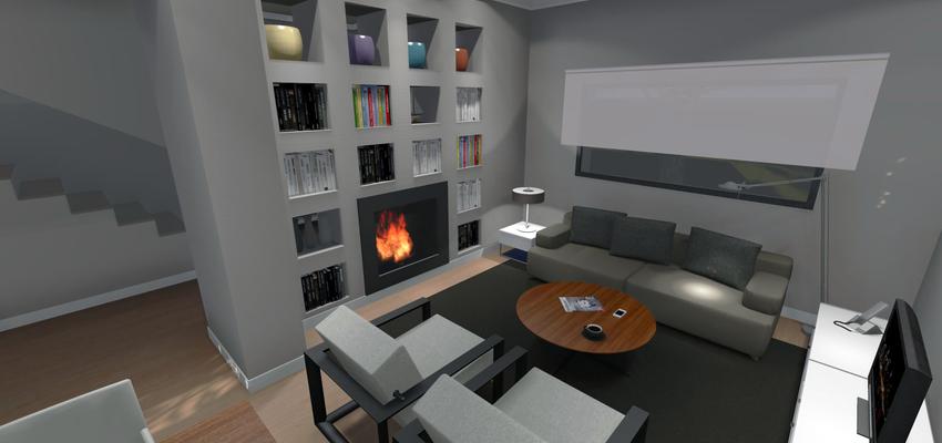 Salon style contemporaneo color marron, blanco, gris, negro  diseñado por Arq & Reformas. Madrid | Arquitecto 