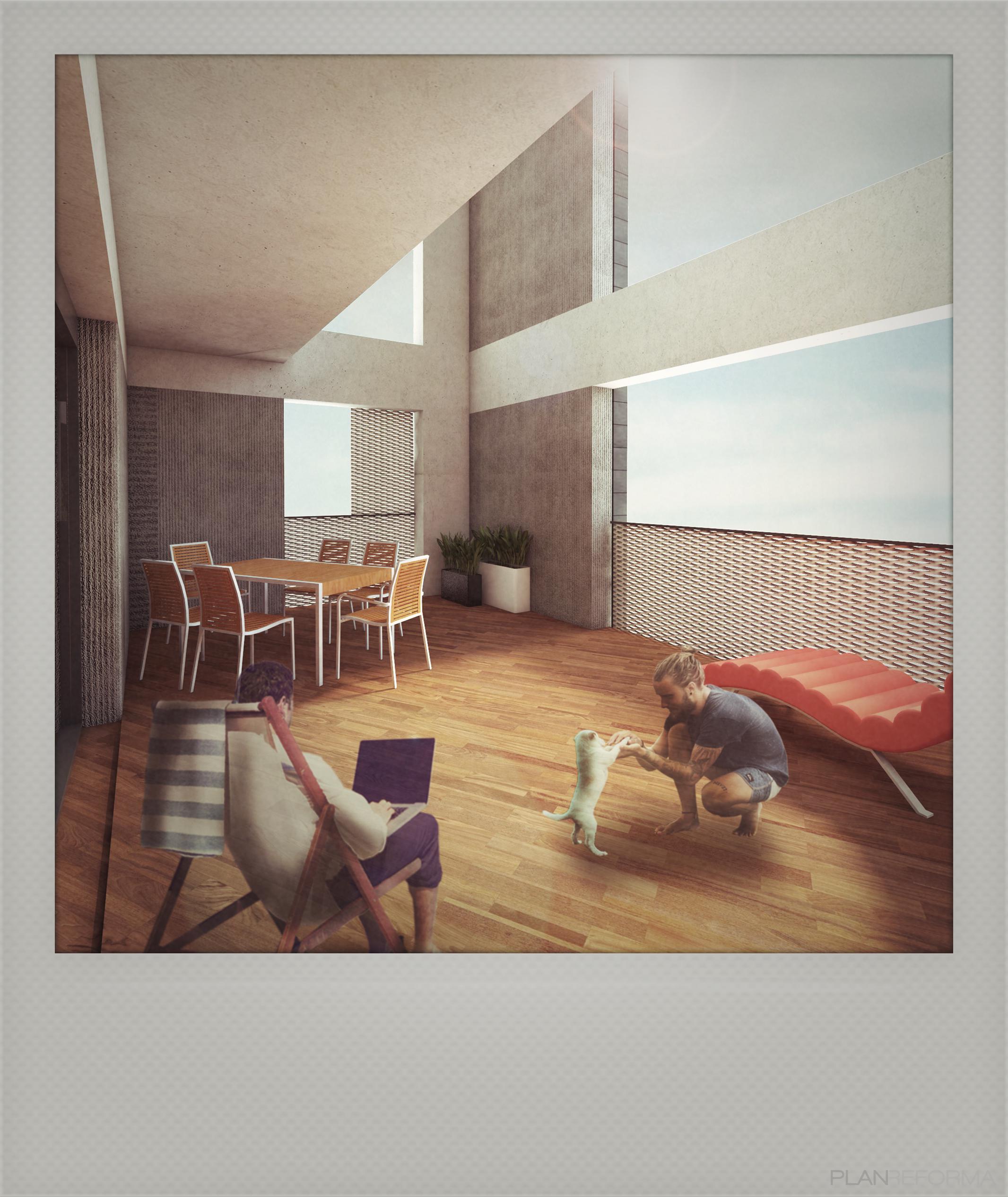 Terraza Estilo moderno Color blanco  diseñado por LACAL arquitectura | Arquitecto | Copyright LACAL arquitectura. Arquitectos Granada