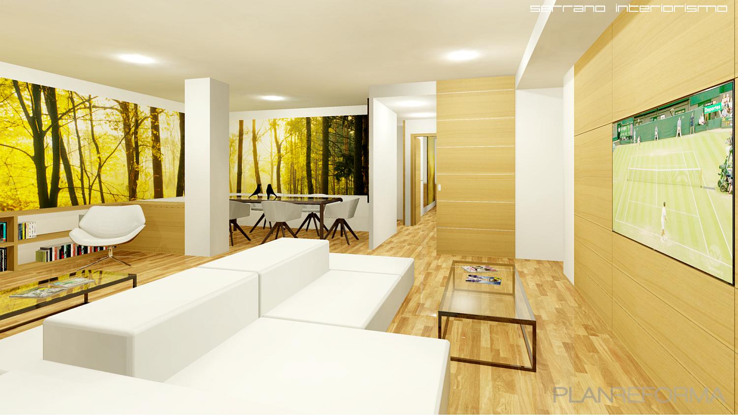 Comedor, Salon Estilo moderno Color blanco, dorado, bronce  diseñado por Sergio Díaz Serrano • Serrano Arquitectura Técnica • Serrano Interiorismo | Arquitecto Técnico | Copyright Imagen propiedad de Serrano Interiorismo