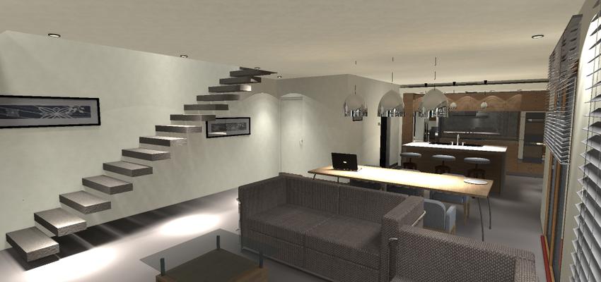 Comedor, Cocina, Escalera Estilo moderno Color ocre  diseñado por Antonio | Arquitecto | Copyright Dlineat