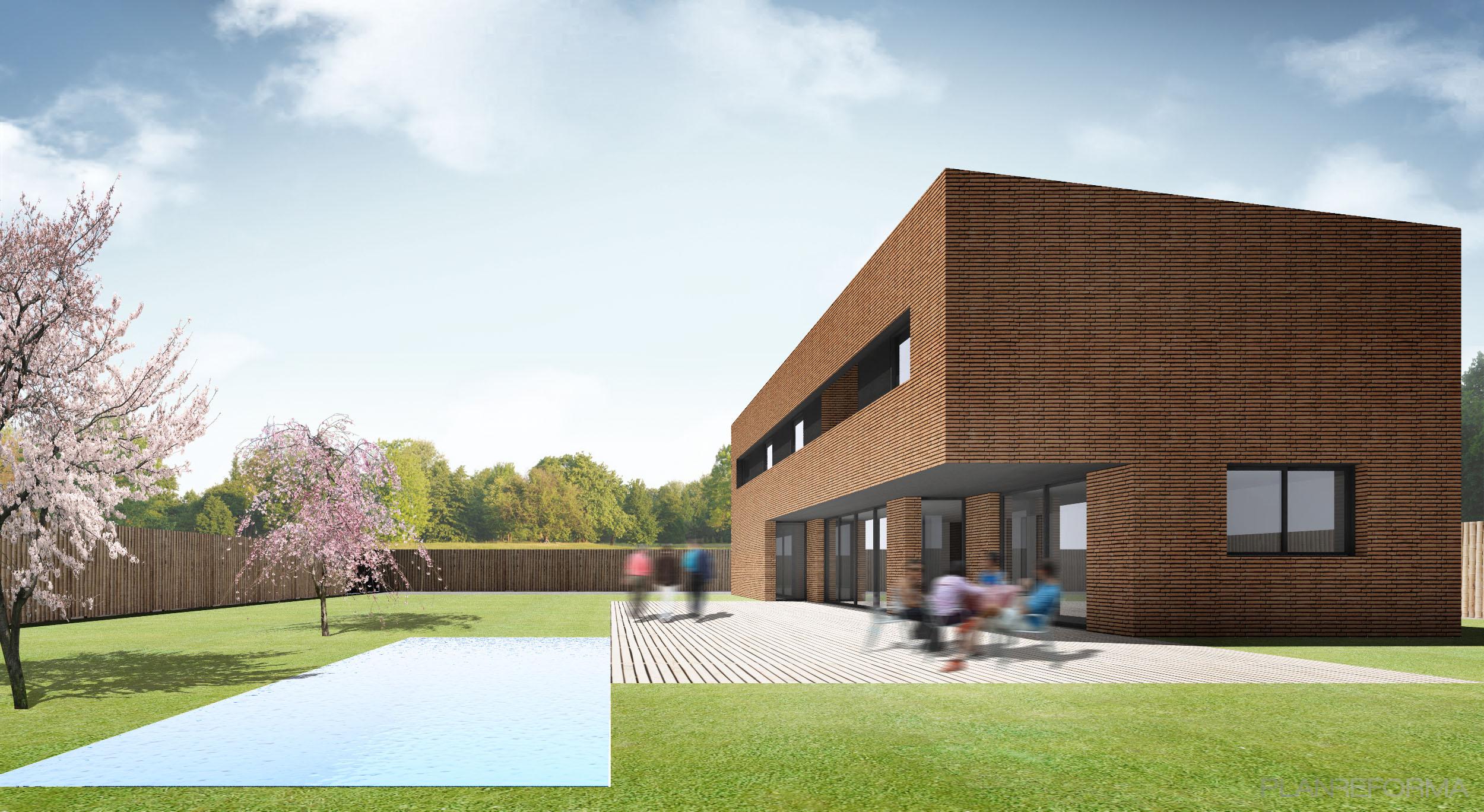 Piscina, Exterior, Jardin style moderno color marron, marron, negro  diseñado por 08023 Architects | Arquitecto 
