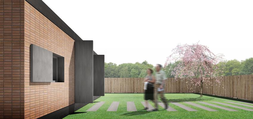 Porche, Exterior, Jardin style tradicional color marron, gris  diseñado por 08023 Architects | Arquitecto 