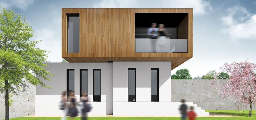 Exterior, Jardin style moderno color marron, blanco, negro  diseñado por 08023 Architects | Arquitecto 