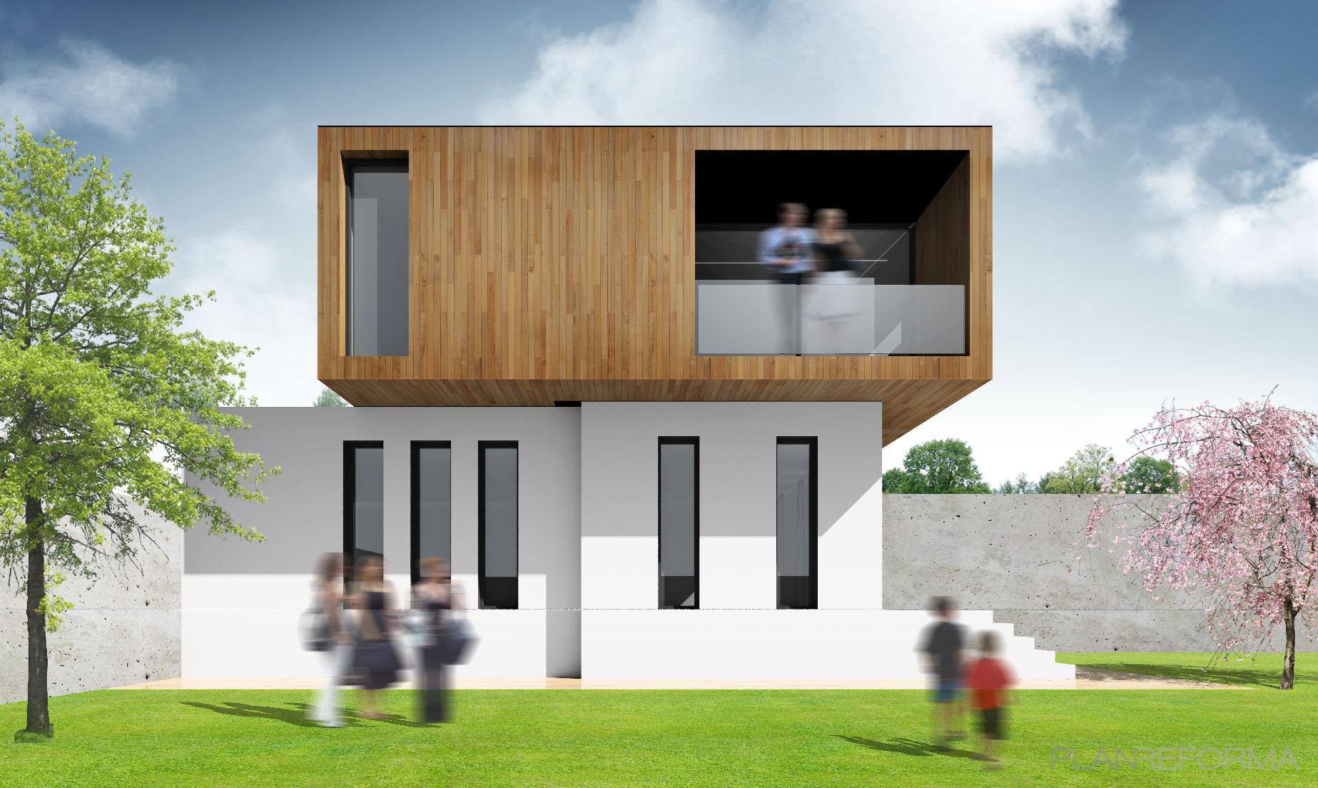 Exterior, Jardin style moderno color marron, blanco, negro  diseñado por 08023 Architects | Arquitecto 