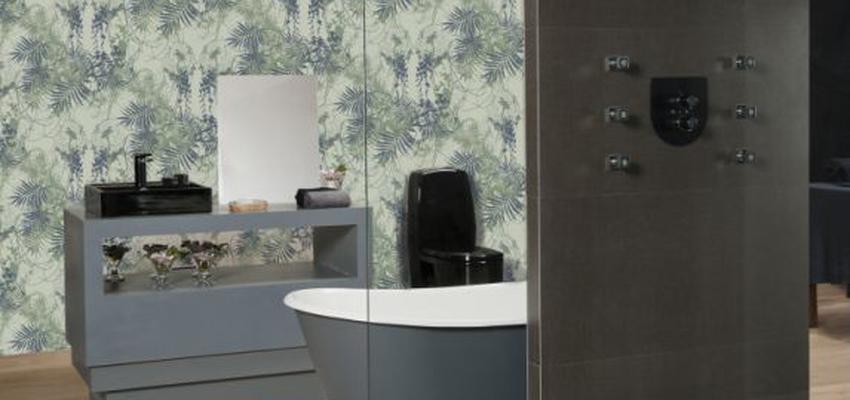 Baño Estilo tropical Color verde, verde, gris  diseñado por Carmen Barasona | Decorador | Copyright Barasona Diseño y Comunicación