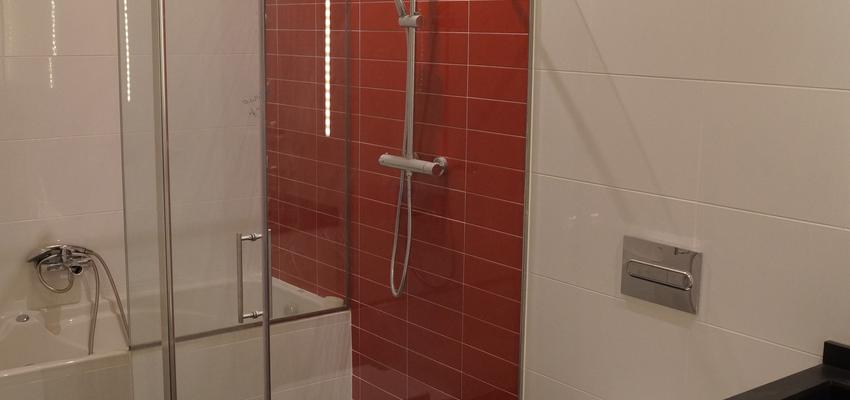 Baño, SPA Estilo moderno Color rojo, gris, plateado  diseñado por AIMA Estudio - Ana L. Padilla | Arquitecto | Copyright AIMA Estudio