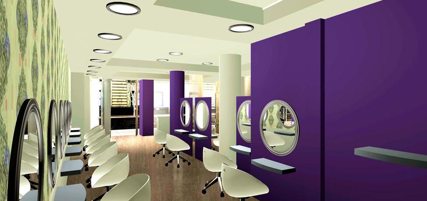 Salón de belleza Estilo eclectico Color verde, violeta, beige, marron, blanco  diseñado por AIMA Estudio - Ana L. Padilla | Arquitecto | Copyright AIMA Arquitectura e Ingeniería S.L.