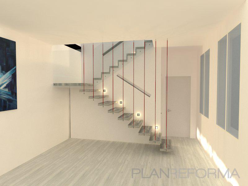 Estudio, Gimnasio, Escalera Estilo contemporaneo Color rojo, beige, gris  diseñado por AIMA Estudio - Ana L. Padilla | Arquitecto | Copyright AIMA Arquitectura e Ingeniería S.L.
