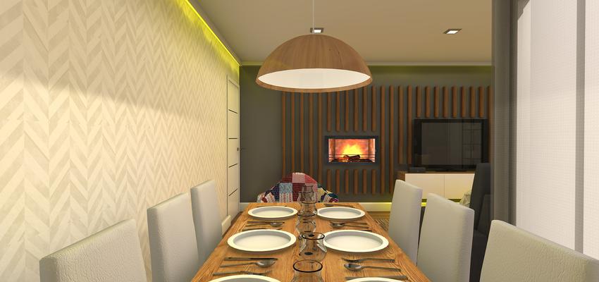 Comedor, Sala de la TV, Salon Estilo moderno Color ocre, blanco, gris  diseñado por Laura Muñoz Sánchez | Interiorista 