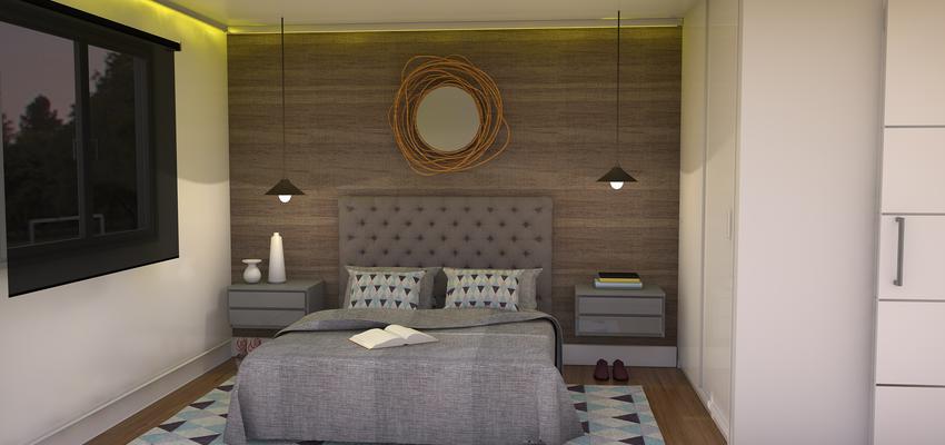 Dormitorio Estilo moderno Color azul, marron, gris  diseñado por Laura Muñoz Sánchez | Interiorista 