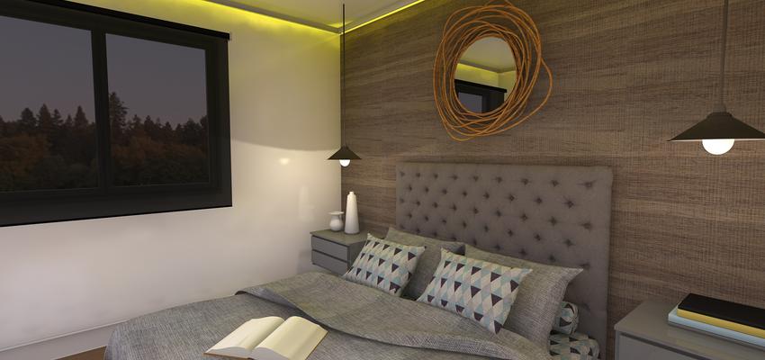 Dormitorio Estilo moderno Color azul, marron, gris  diseñado por Laura Muñoz Sánchez | Interiorista 