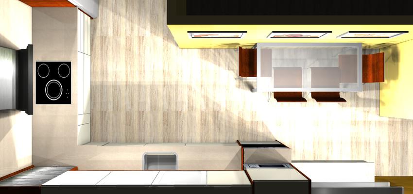 Cocina style moderno color amarillo, beige, gris  diseñado por VIBARTEC OFICINA TÉCNICA, S.L.P. | Arquitecto Técnico 