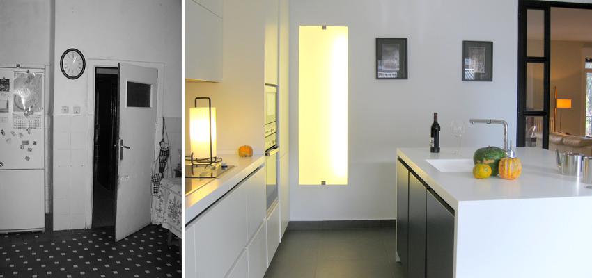 Cocina style moderno color beige, blanco, gris, negro  diseñado por +2 proyecto y obra | Arquitecto | Copyright +2 proyecto y obras