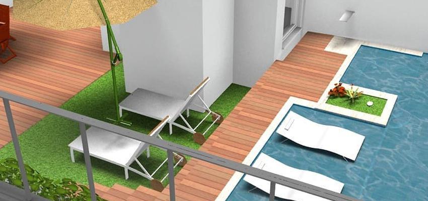 Exterior Estilo moderno Color verde, azul cielo, marron  diseñado por Diverso Interiorismo | Interiorista | Copyright Diverso Interiorismo