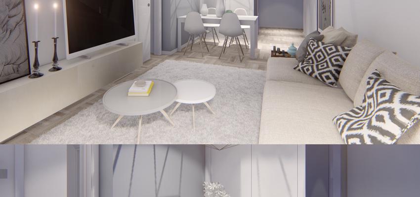 Comedor, Recibidor, Salon Estilo moderno Color azul, beige, blanco  diseñado por Jon | Arquitecto | Copyright JON ARRABAL