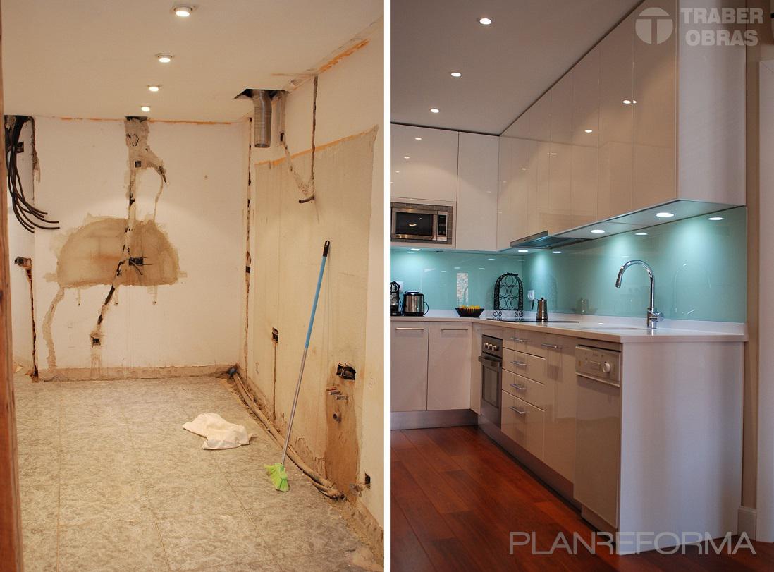 Cocina Estilo moderno Color turquesa, marron, blanco  diseñado por Traber Obras | Interiorista 