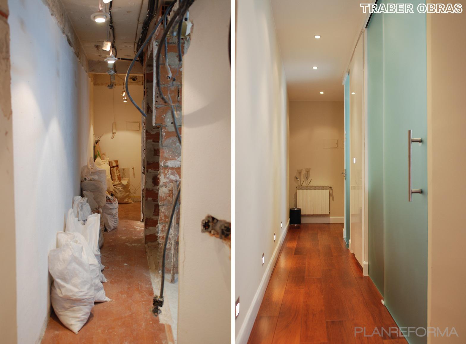 Pasillo Estilo moderno Color beige, marron, blanco  diseñado por Traber Obras | Interiorista 