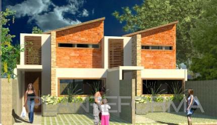 Exterior Estilo moderno Color ocre  diseñado por DORELIS MARQUEZ | Arquitecto | Copyright render realizado en oficina de arquitectura DORELIS MARQUEZ